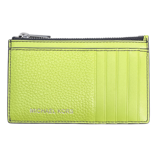 title:Michael Kors Men's Cooper Slim Pebbled Leather Zip Wallet;color:Lime