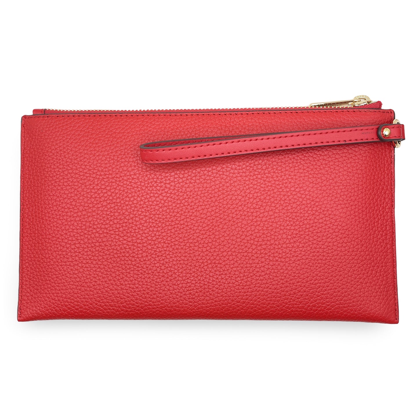 title:Michael Kors Women's Jet Set Travel Large Top Zip Pebbled Leather Wristlet Pouch;color:Bright Red