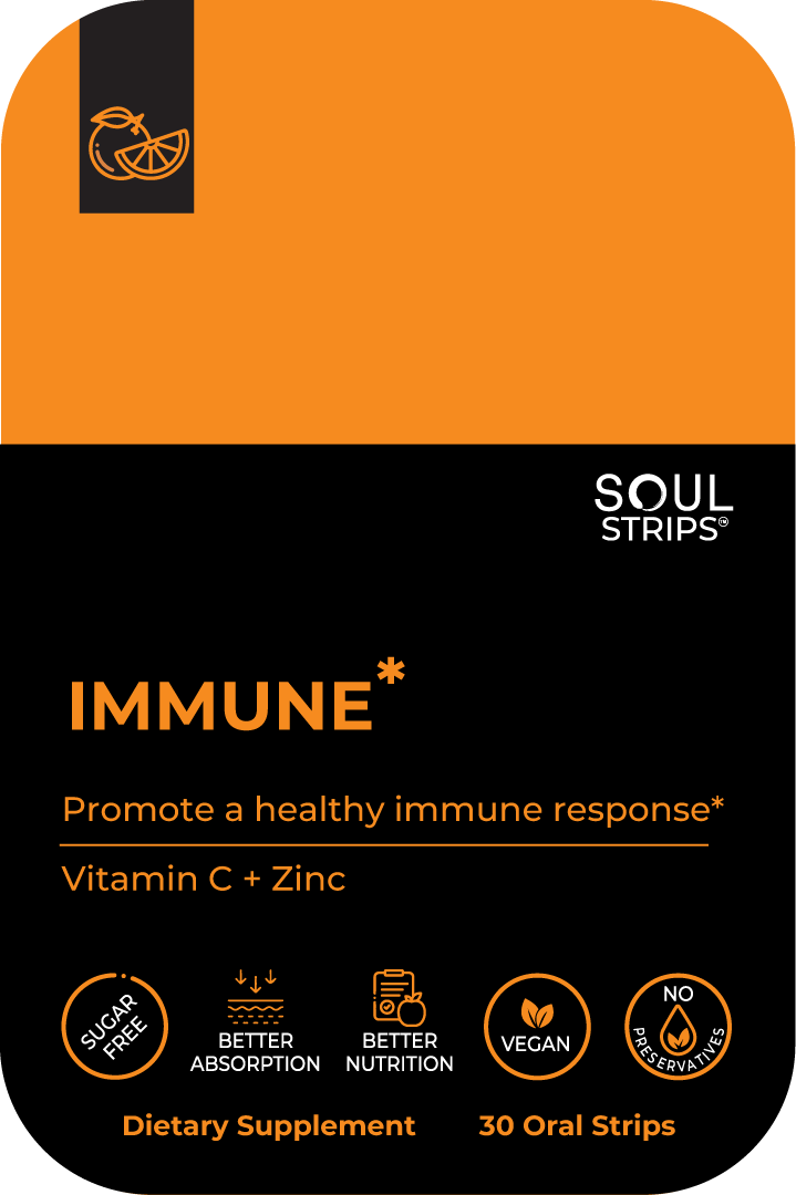 Soul Strips Immune Vegan Sugar Free Orange Flavor 30 Strips