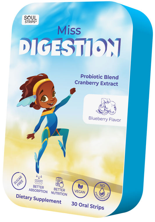 Soul Strips Kids Miss Digestion Vegan Sugar Free Blueberry Flavor 30 Strips