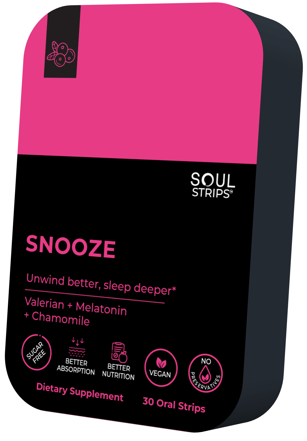 Soul Strips Snooze Vegan Sugar Free Cranberry Flavor 30 Strips