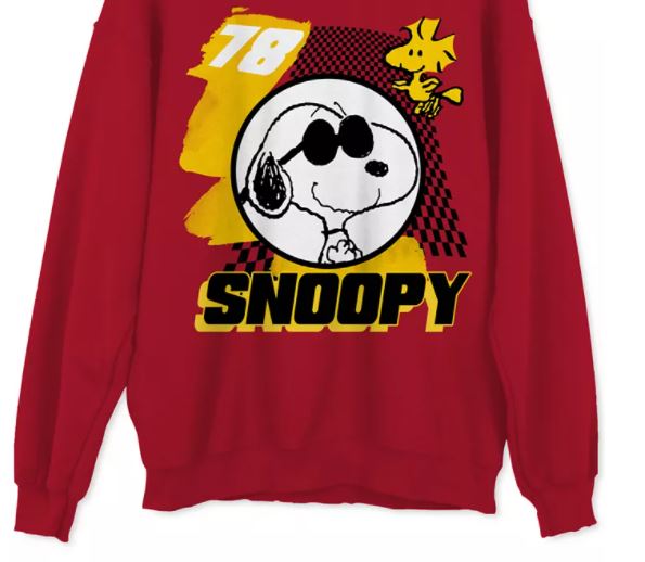 Hybrid Men's Snoopy Yellow Check Graphic Sweatshirt Red Size 2 Extra Large