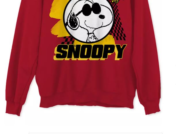 Hybrid Men's Snoopy Yellow Check Graphic Sweatshirt Red Size 2 Extra Large