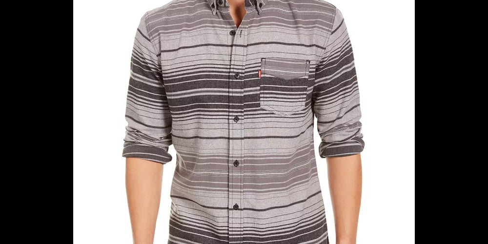 Levi's Men's Avalon Striped Flannel Shirt Grey Size Small