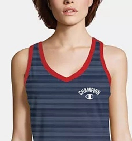 Champion Women's Heritage Cotton V-Neck Tank Top Dark Blue Size Small