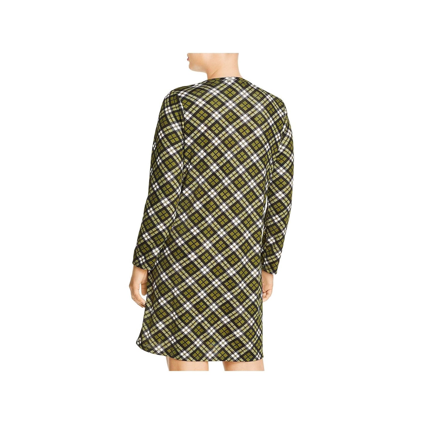 Michael Kors Women's Plus Plaid Long Sleeve Shift Dress Green Size 1X