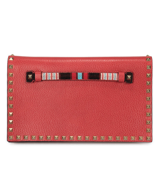 title:Valentino Rockstud Clutch Purse in Red;color:Red