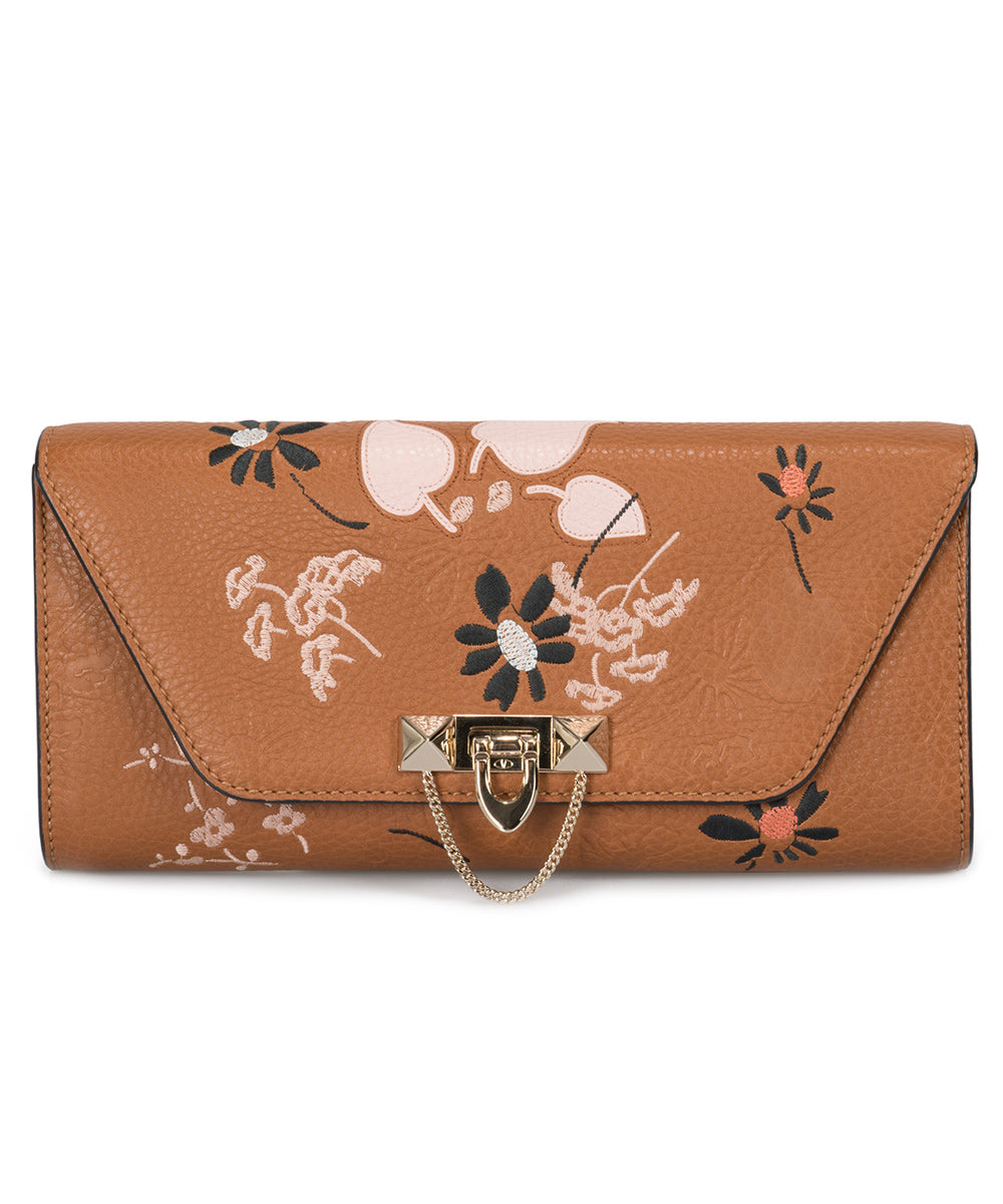 title:Valentino Demilune Clutch Purse in Brown;color:Gold