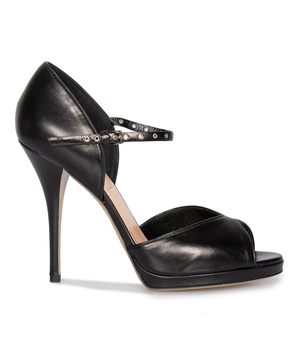 title:Valentino Love Latch Peep Toe Mary Jane Pumps;color:Black