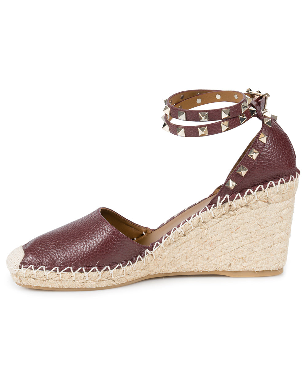 title:Valentino Brown Rockstud Espadrille Wedge;color:not applicable