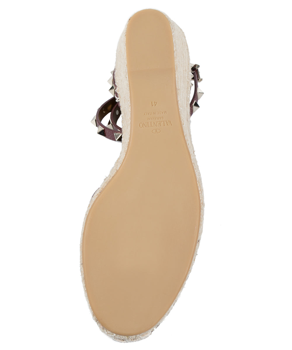 title:Valentino Brown Rockstud Espadrille Wedge;color:not applicable