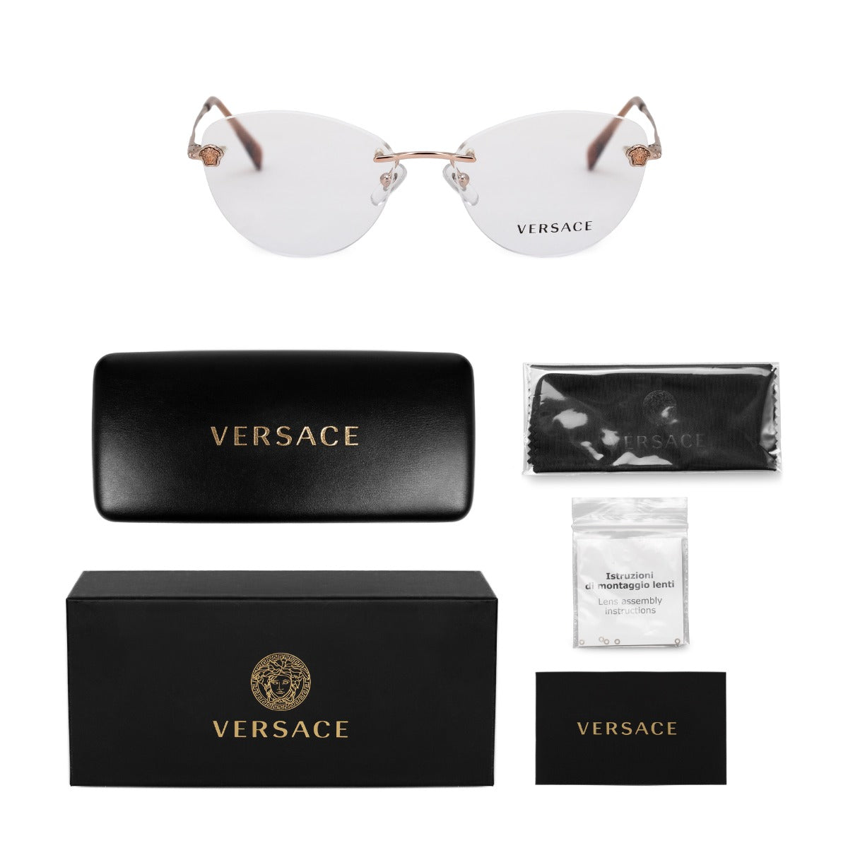 title:Vercace Cat Eye Optical Glasses VE1248B 1052 54;color:Silver