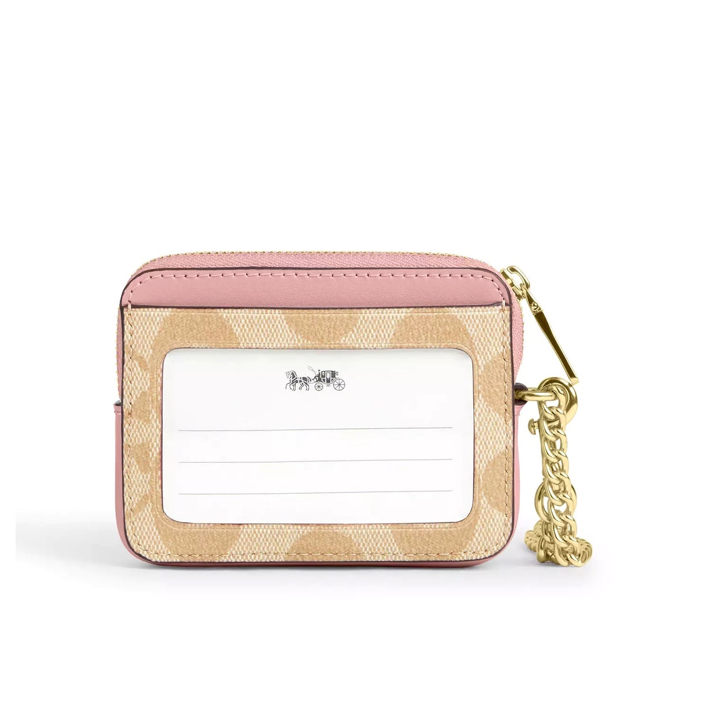 title:Coach Women's Coach X Observed By Us Zip Card Case In Signature Canvas;color:Light Khaki / Light Pink