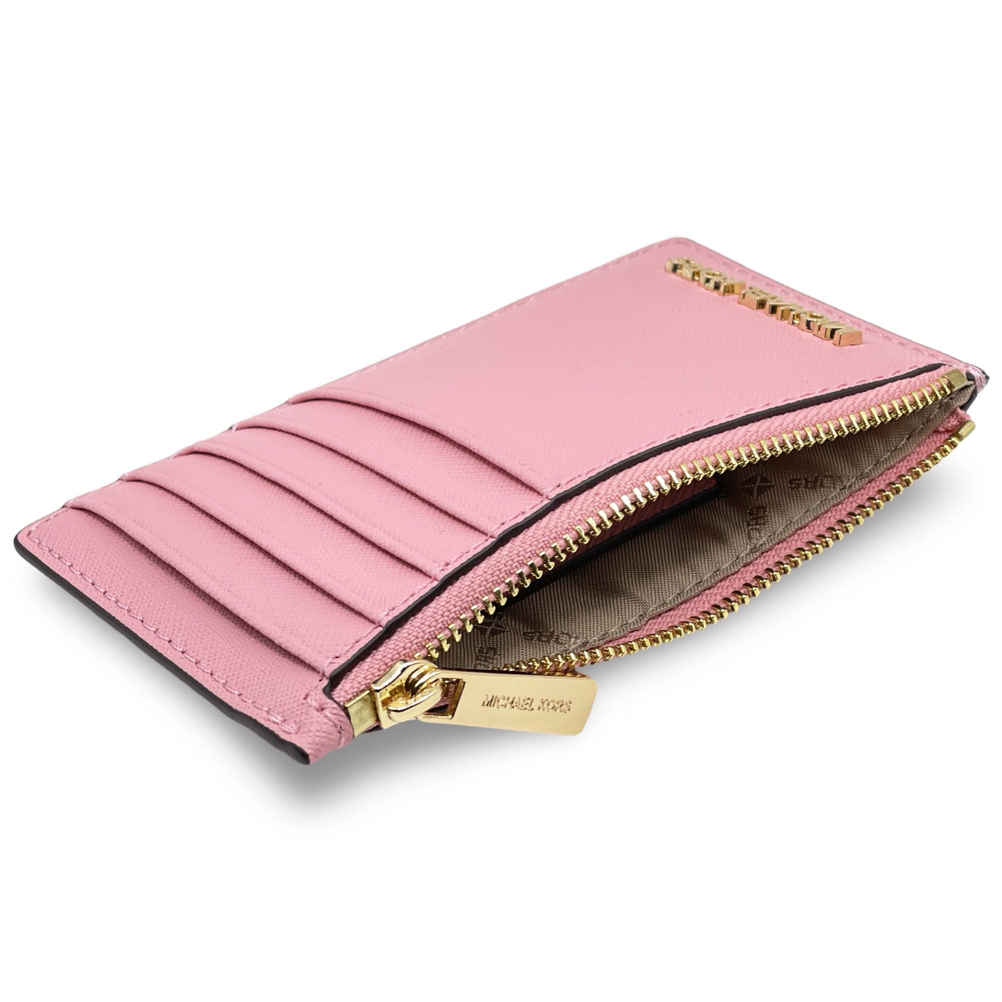 title:Michael Kors Women's Jet Set Travel Medium Top Zip Card Case;color:Carnation