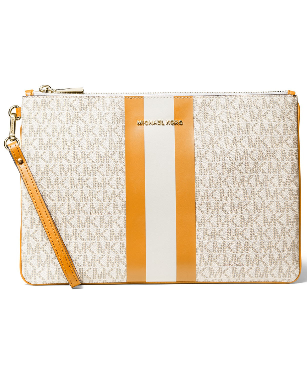 title:Michael Kors Women's Jet Set Signature Large Zip Pouch;color:Sun Multi