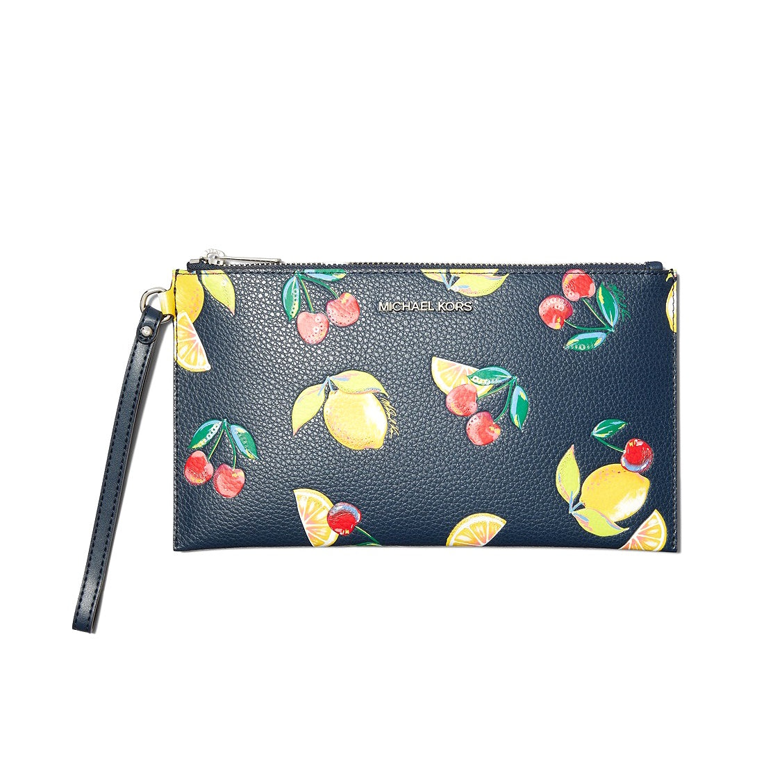 title:Michael Kors Women's Jet Set Travel Large Sequined Fruit Print Wristlet;color:Navy