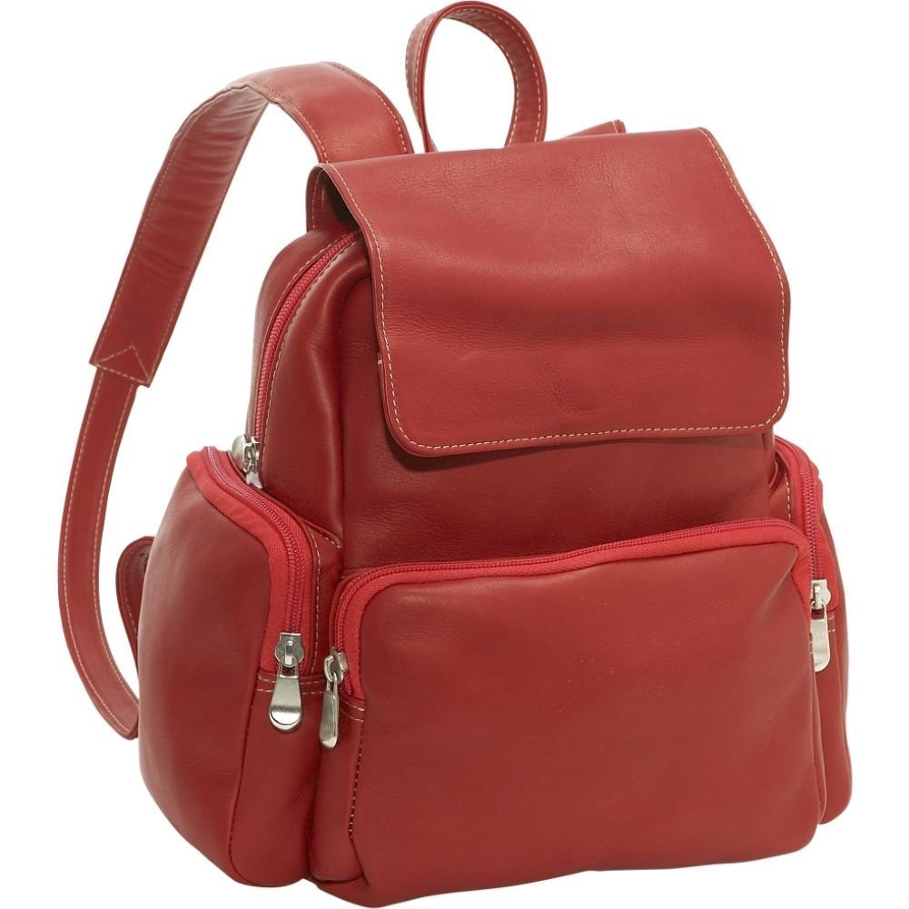 title:Le Donne Leather Womens Multi Pocket Backpack;color:RED