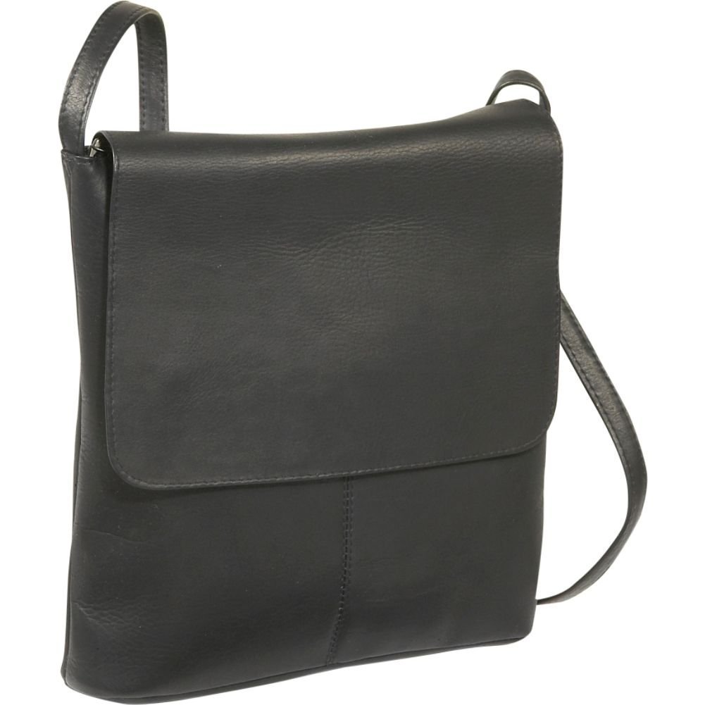 title:Le Donne Leather Simple Flap Over Crossbody Bag;color:BLACK