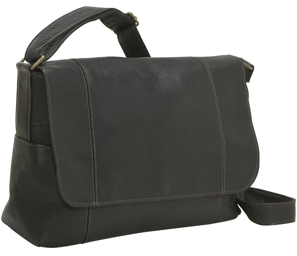 title:Le Donne Leather Flap Over Shoulder Bag;color:BLACK