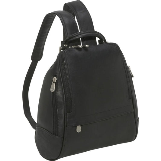 title:Le Donne Leather U Zip Mid Size Women's Backpack;color:BLACK