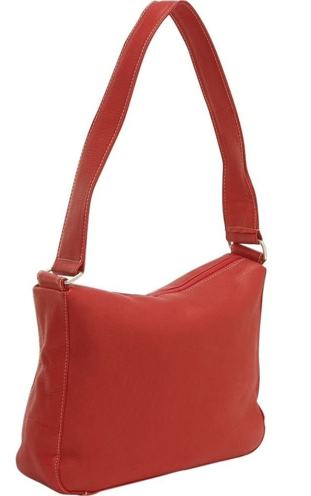 title:Le Donne Leather Top Zip Hobo;color:RED