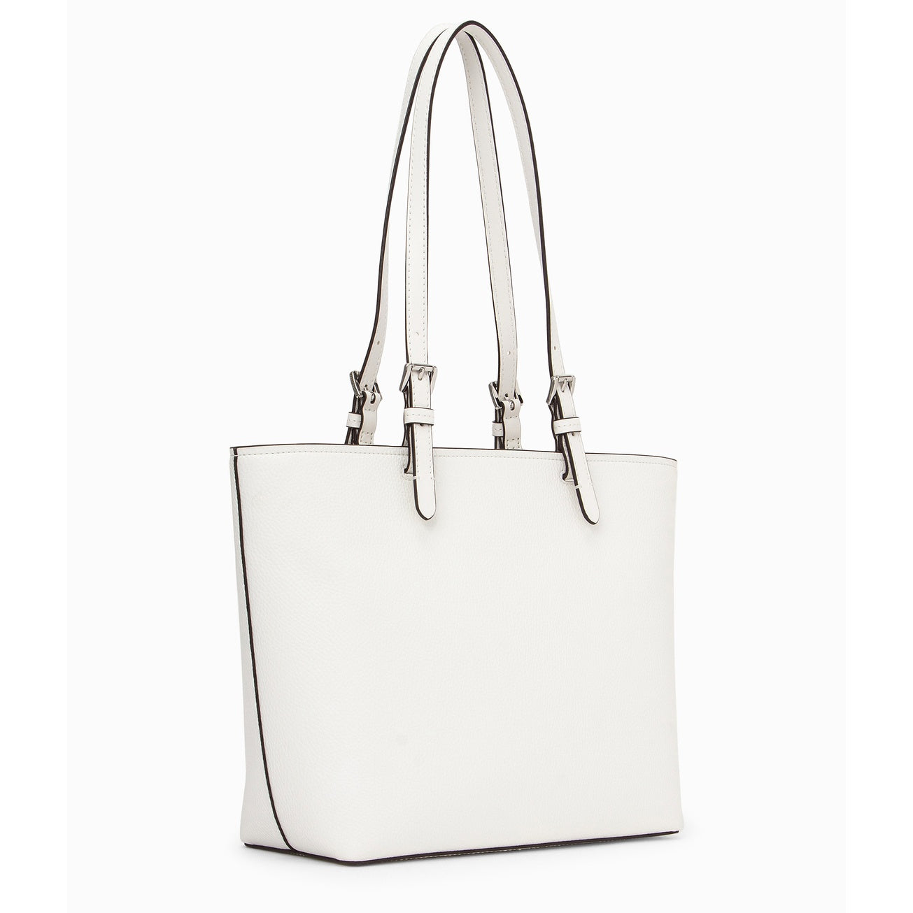 title:Michael Kors Women's Jet Set Medium Vegan Leather Pocket Tote Bag;color:Optic White