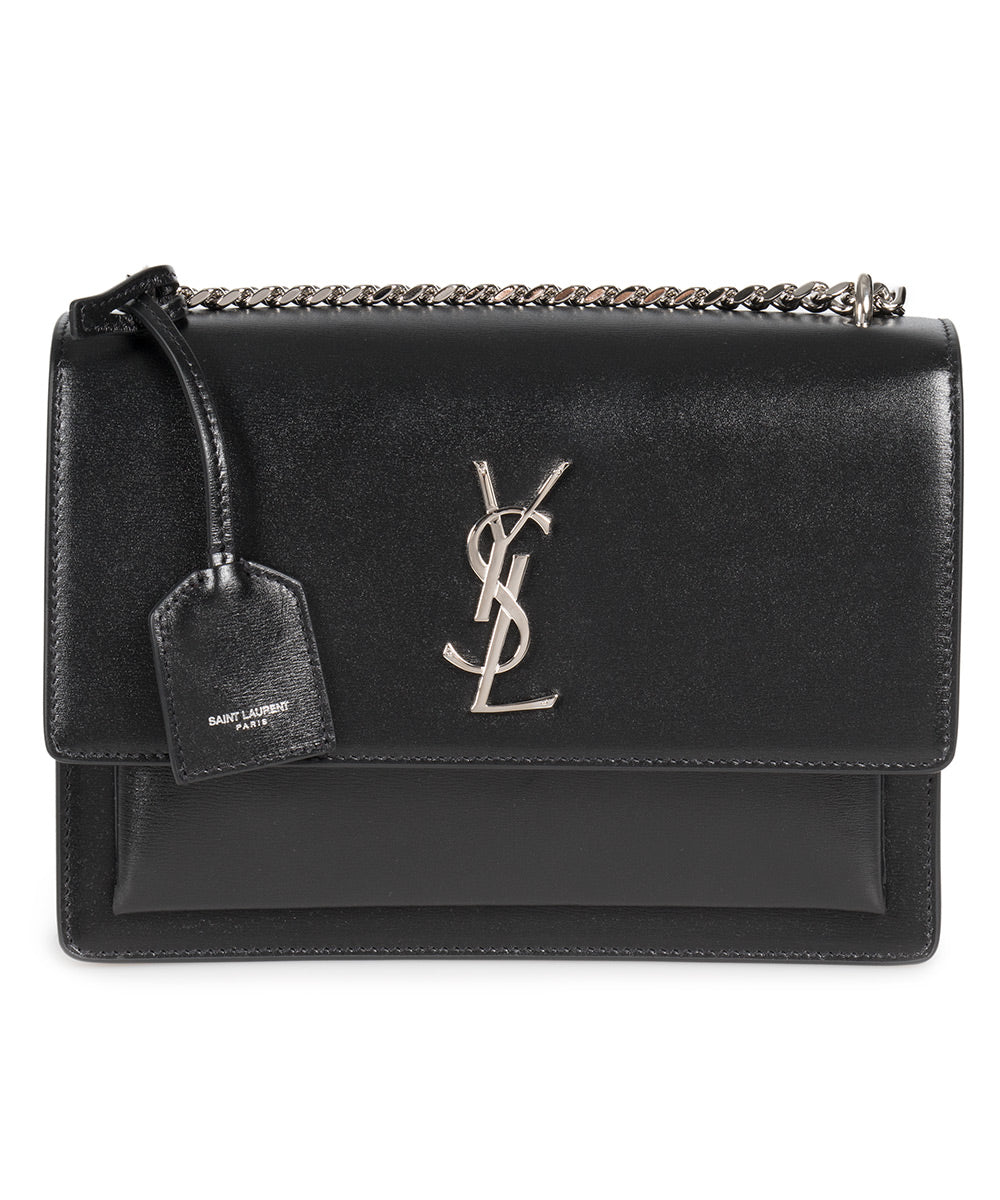 title:Saint Laurent Medium Black Sunset Monogram Shoulder Bag;color:Black