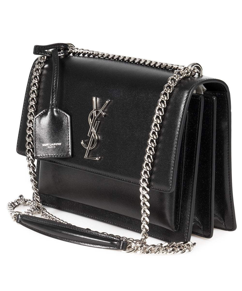 title:Saint Laurent Medium Black Sunset Monogram Shoulder Bag;color:Black