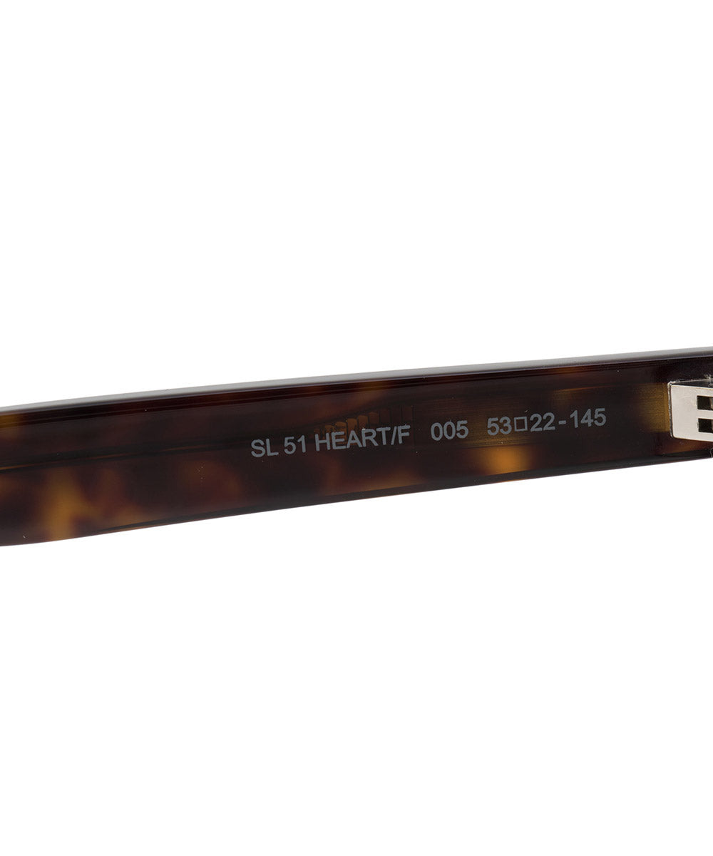 title:Saint Laurent Geometric Heart Sunglasses SL51/F 005 53;color:Brown