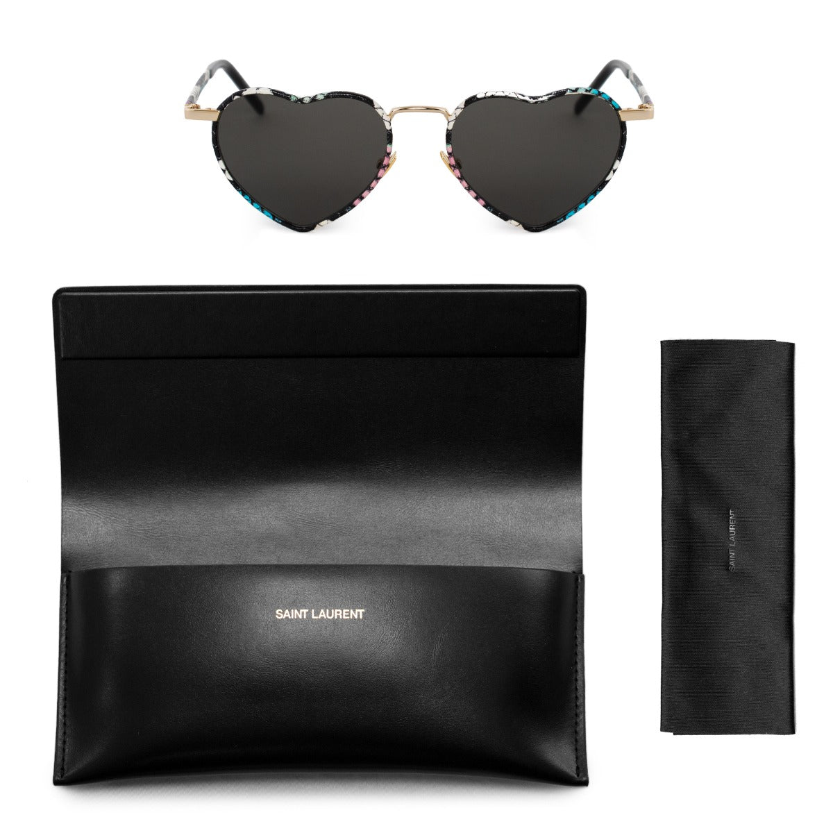 title:Saint Laurent Geometric Sunglasses SL301 010 51;color:Gold