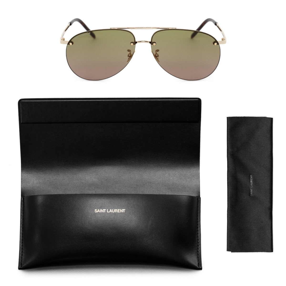 title:Saint Laurent Aviator Sunglasses SL416 004 60;color:Gold