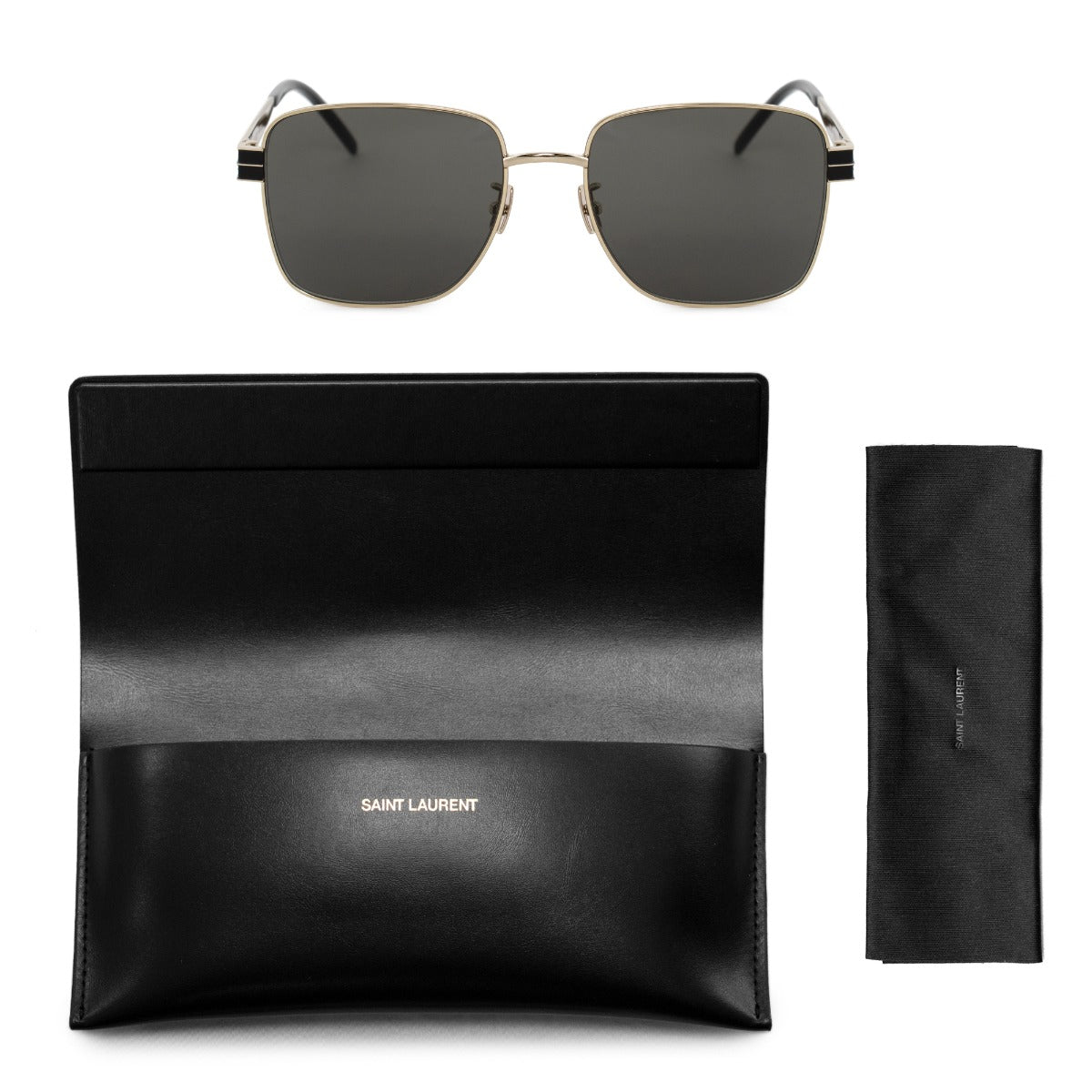 title:Saint Laurent Square Sunglasses SLM55 005 57;color:Gold