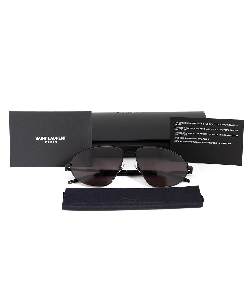 title:Saint Laurent SL 211 002 60 Aviator Sunglasses;color:Black