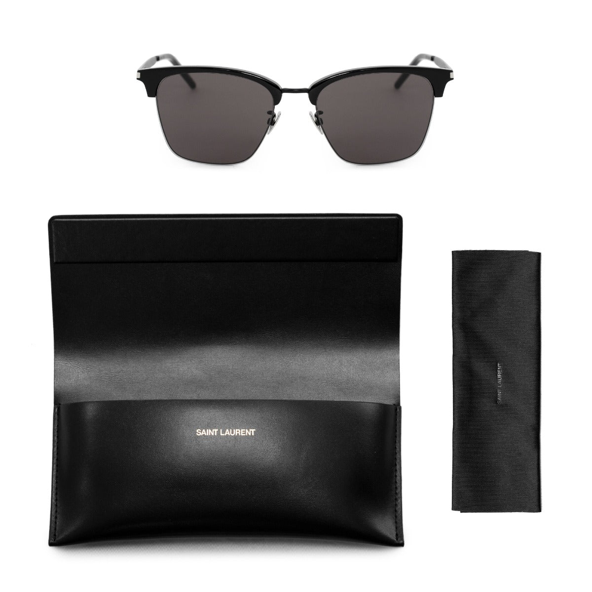 title:Saint Laurent Square Sunglasses SL340 001 55;color:Black