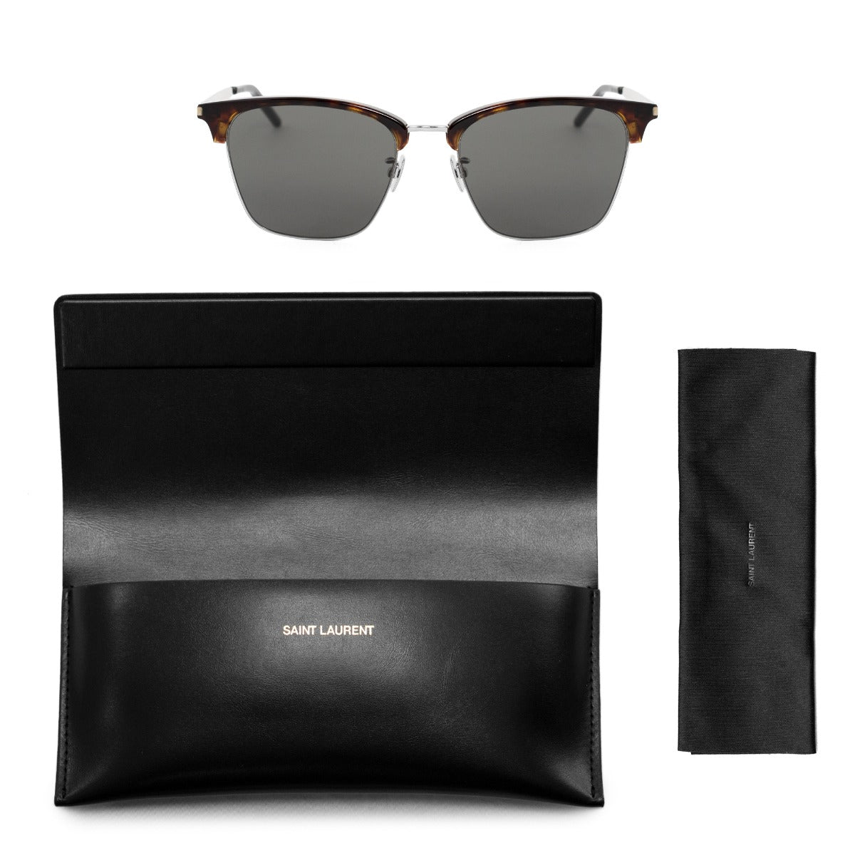 title:Saint Laurent Square Sunglasses SL340 002 55;color:Brown