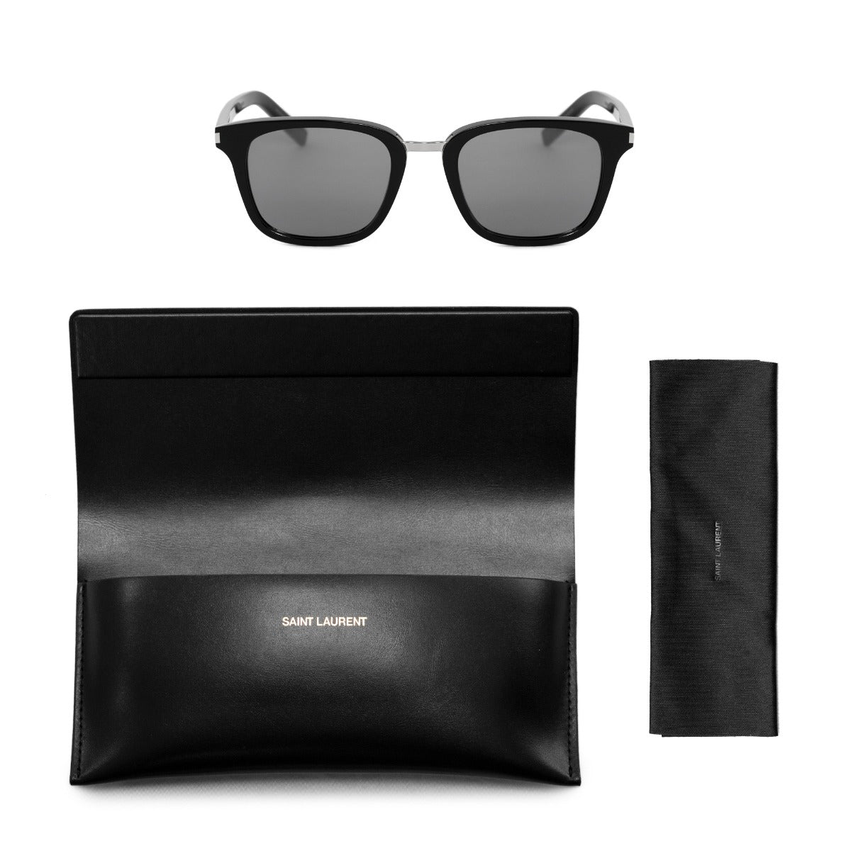 title:Saint Laurent Square Sunglasses SL341 001 51;color:Black