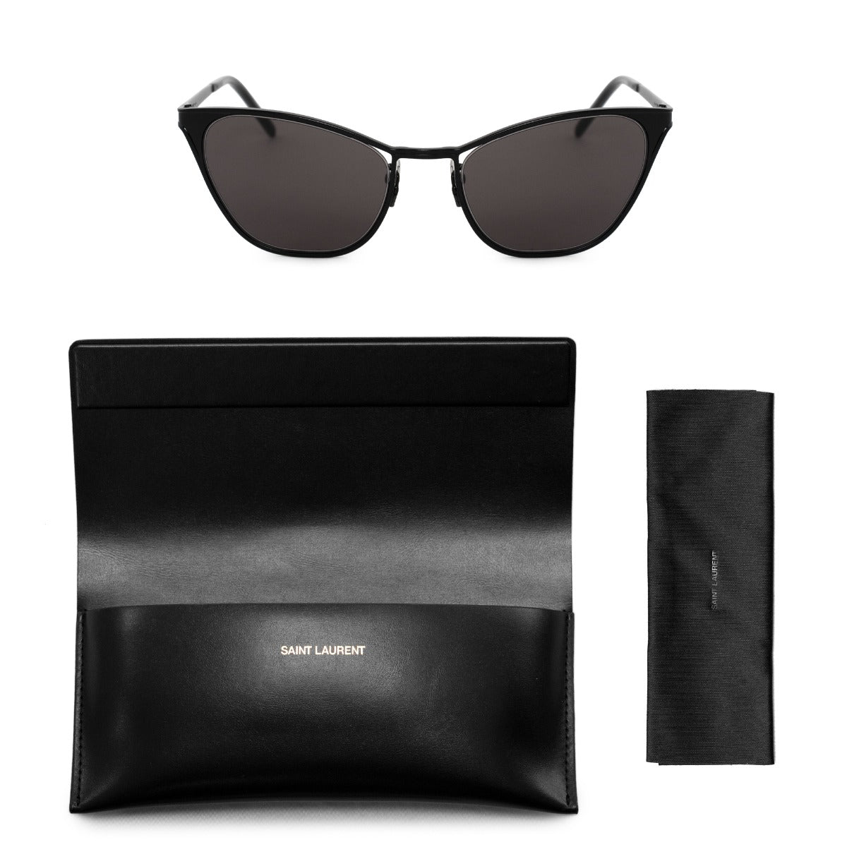 title:Saint Laurent Cat Eye Sunglasses SL409 002 55;color:Black