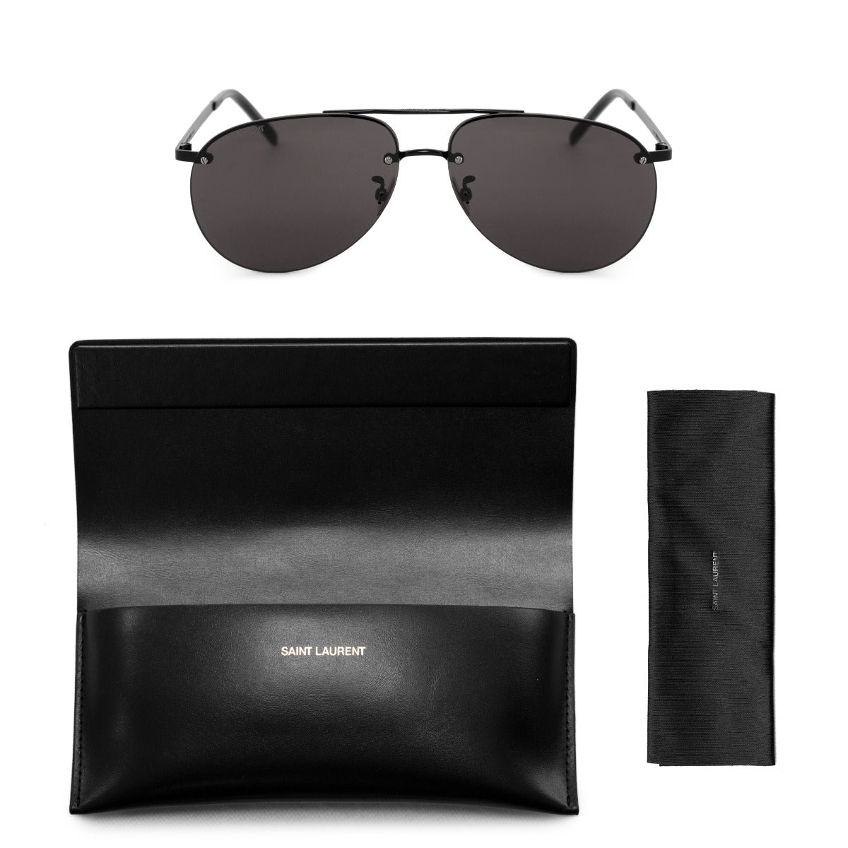 title:Saint Laurent Aviator Sunglasses SL416 002 60;color:Black