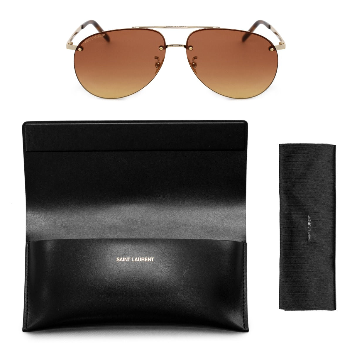 title:Saint Laurent Aviator Sunglasses SL416 005 60;color:Gold