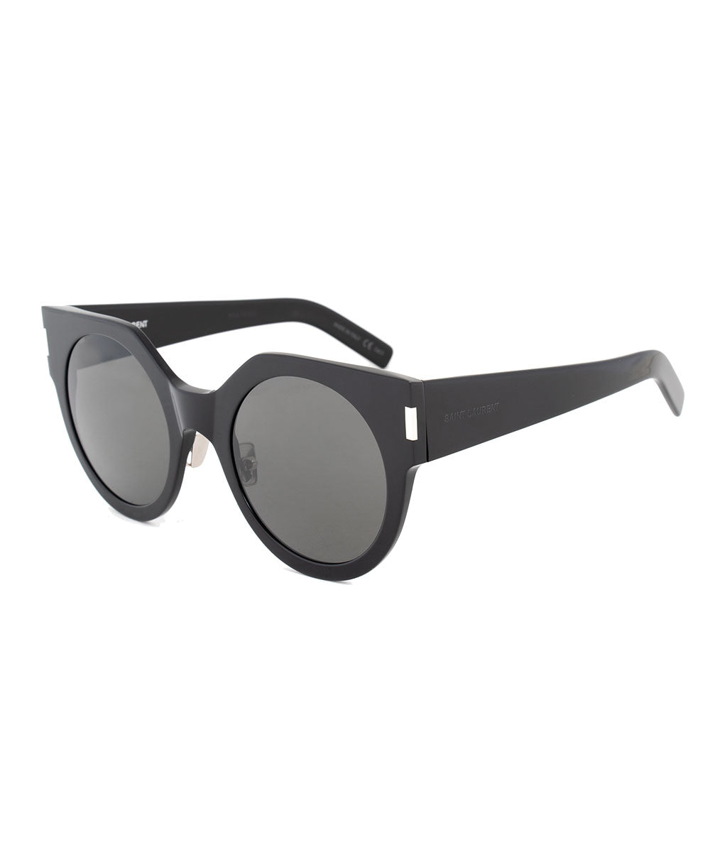 title:Saint Laurent SL 185 SLIM 001 52 Round Sunglasses;color:Black