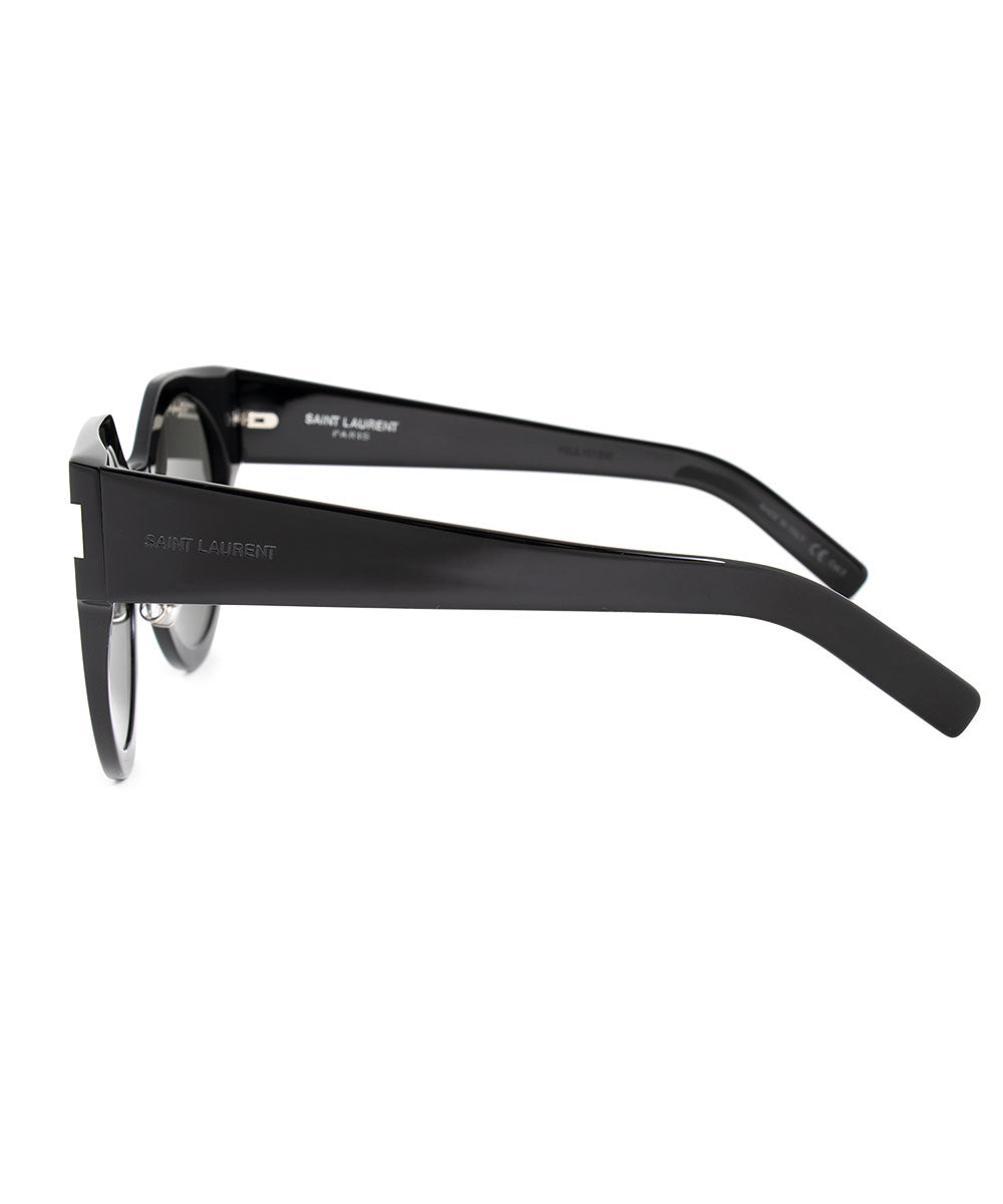 title:Saint Laurent SL 185 SLIM 001 52 Round Sunglasses;color:Black