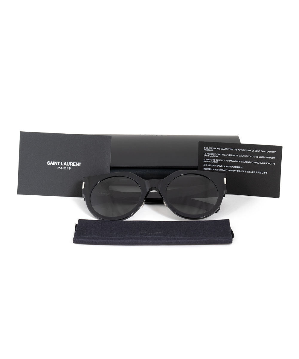 title:Saint Laurent SL 185 SLIM 001 52 Round Sunglasses;color:Black